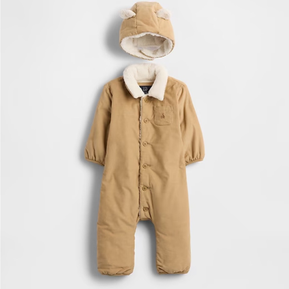 NWT Baby Gap Brown Sherpa Lined Snowsuit 6–12 Months Winter